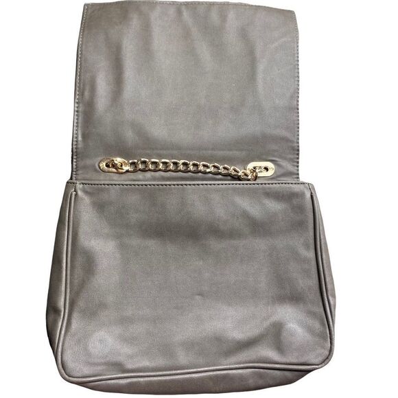 Pretty Ships Womens Stripe Flap Purse Taupe Pink Gold - Picture 3 of 6